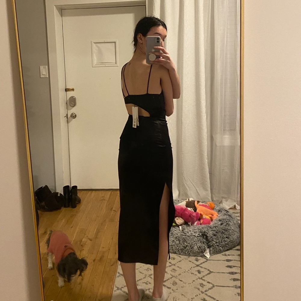 Zara Black Cutout Strappy Midi Dress - Picture 3 of 8
